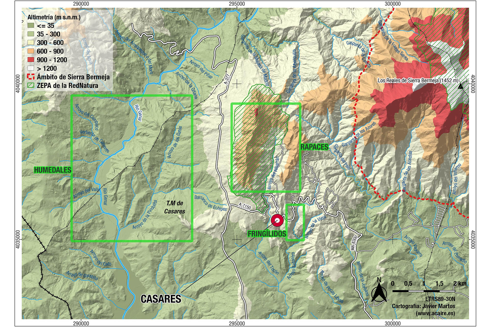 Lugares de interés en Casares para la observación de aves (Autor: Javier Martos)