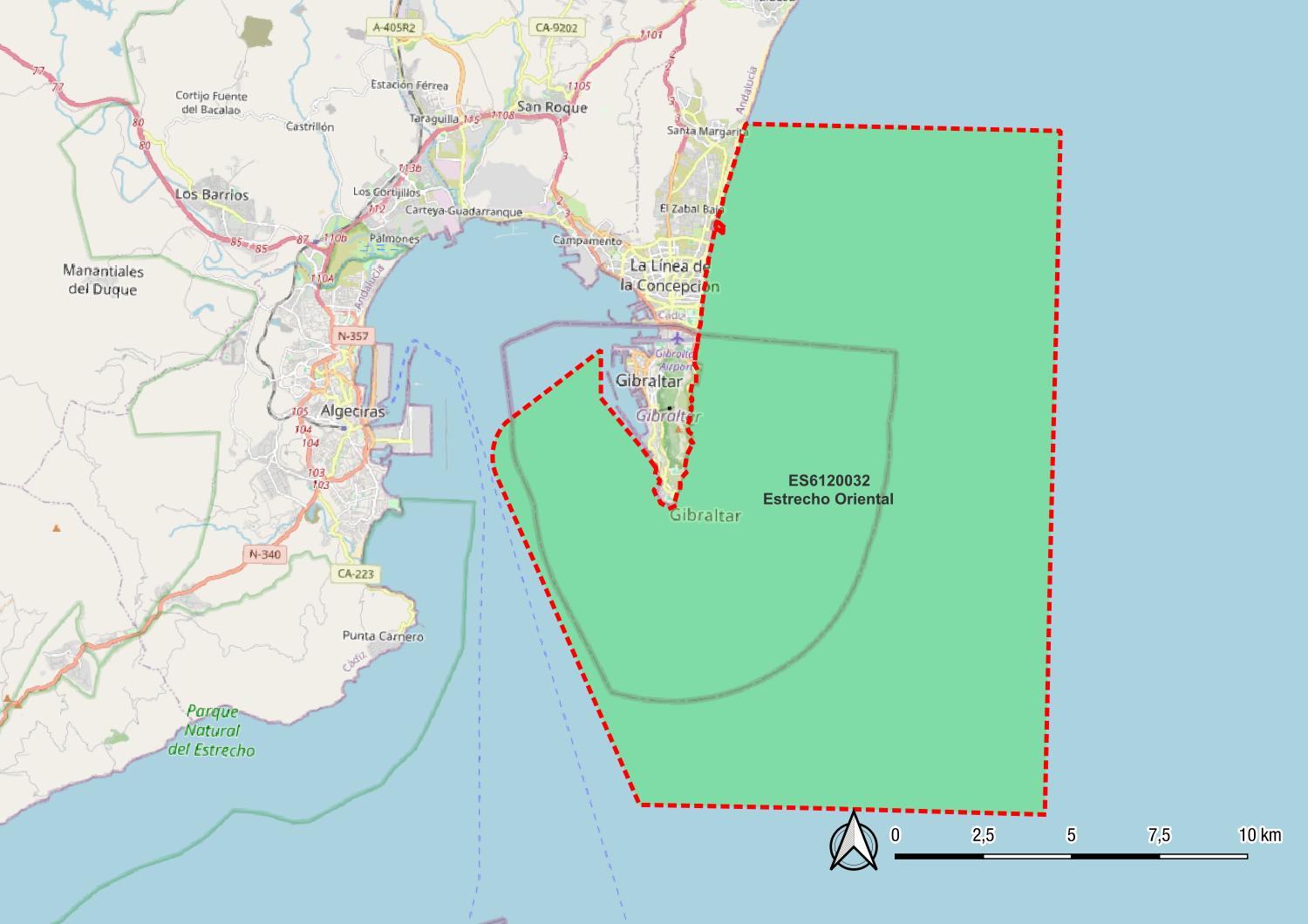 ES6120032 Estrecho Oriental, catalogado como ZEC de la Red Natura 2000